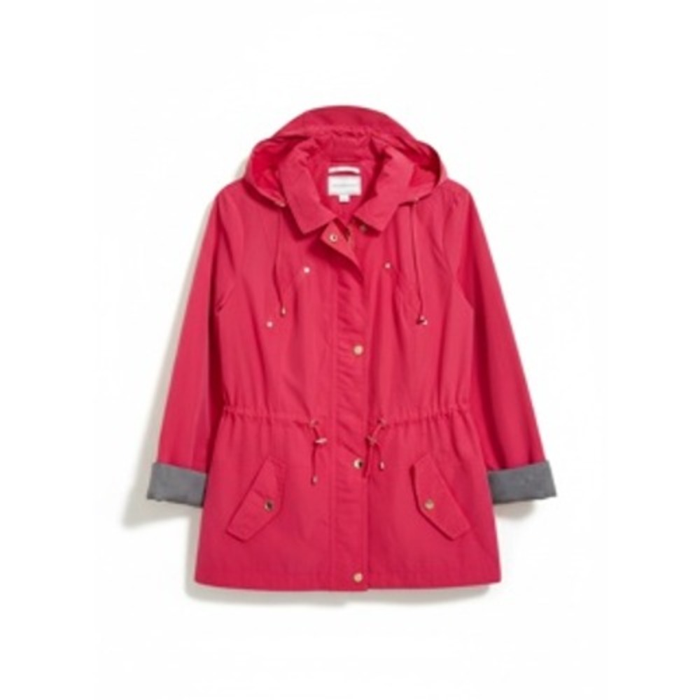 Charter Club Womens Pink Water Resistant Anorak Jacket Removable Hood Small